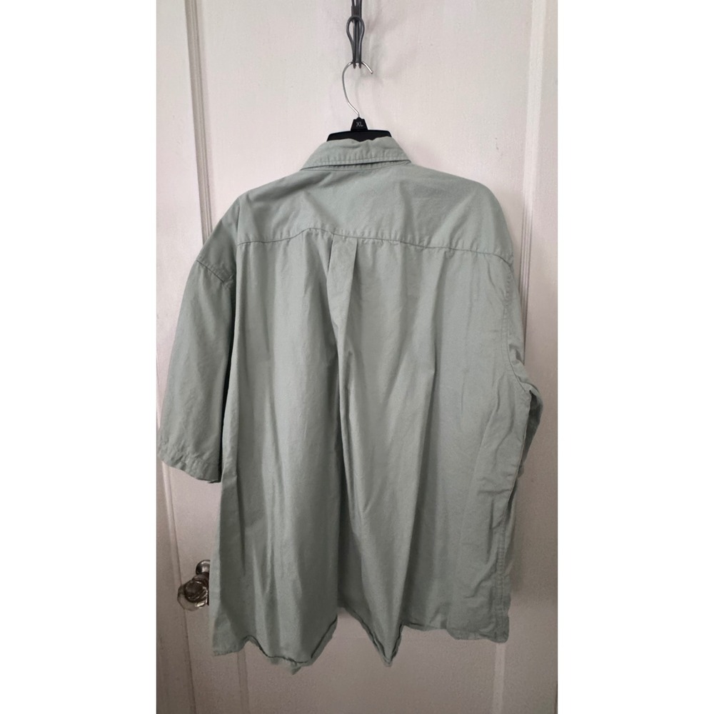 Van Heusen Mens XXL Sage Green Short Sleeve Button Down Cotton Shirt Casual - Picture 3 of 3